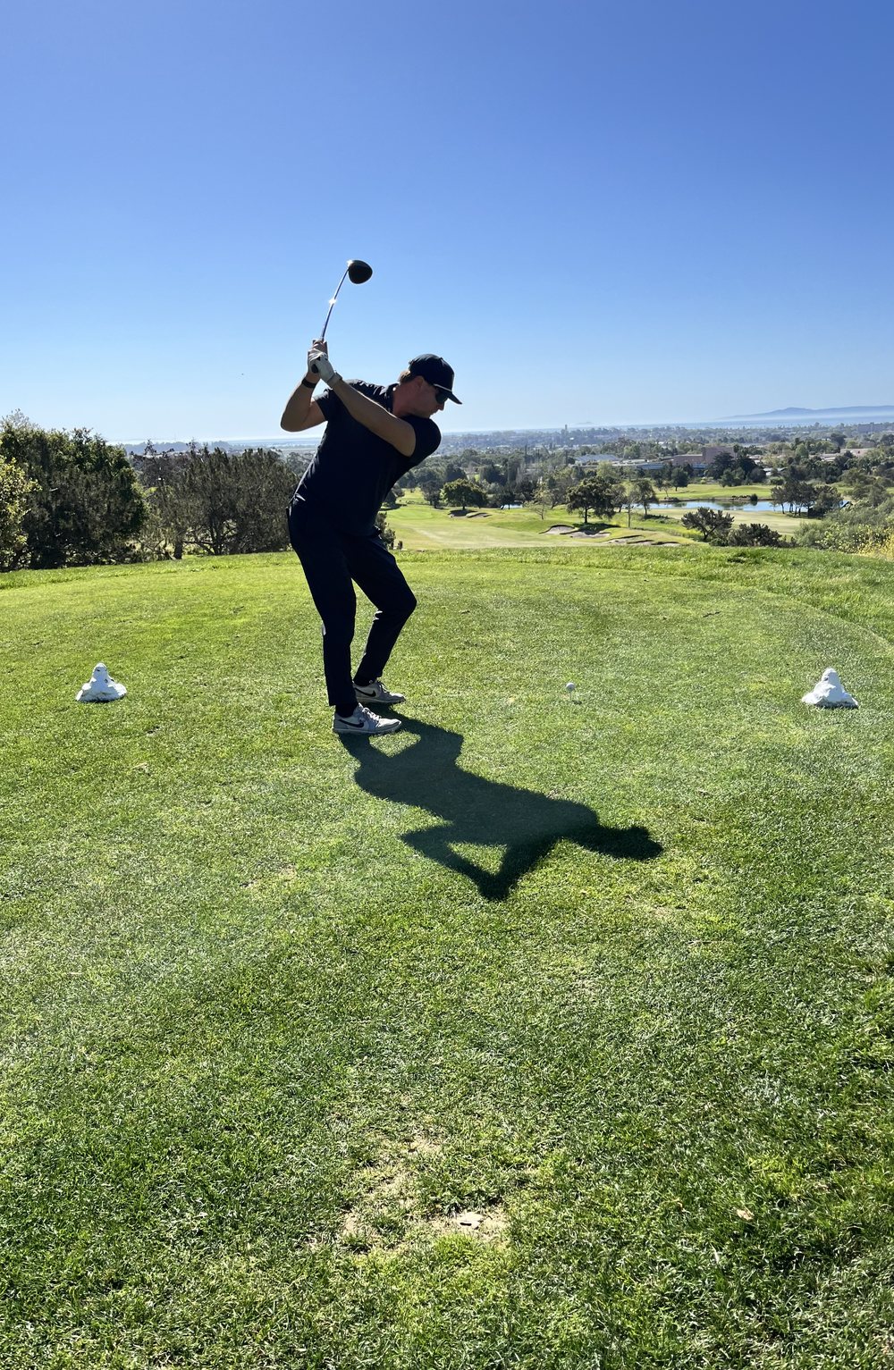 Todd Shea mid-swing on a Santa Barbara course