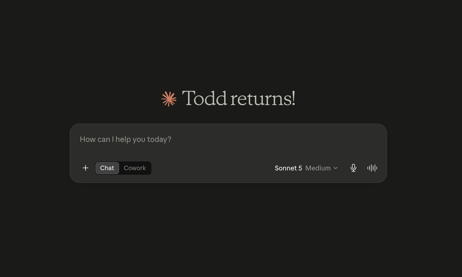 Claude AI chat interface, Todd's actual setup